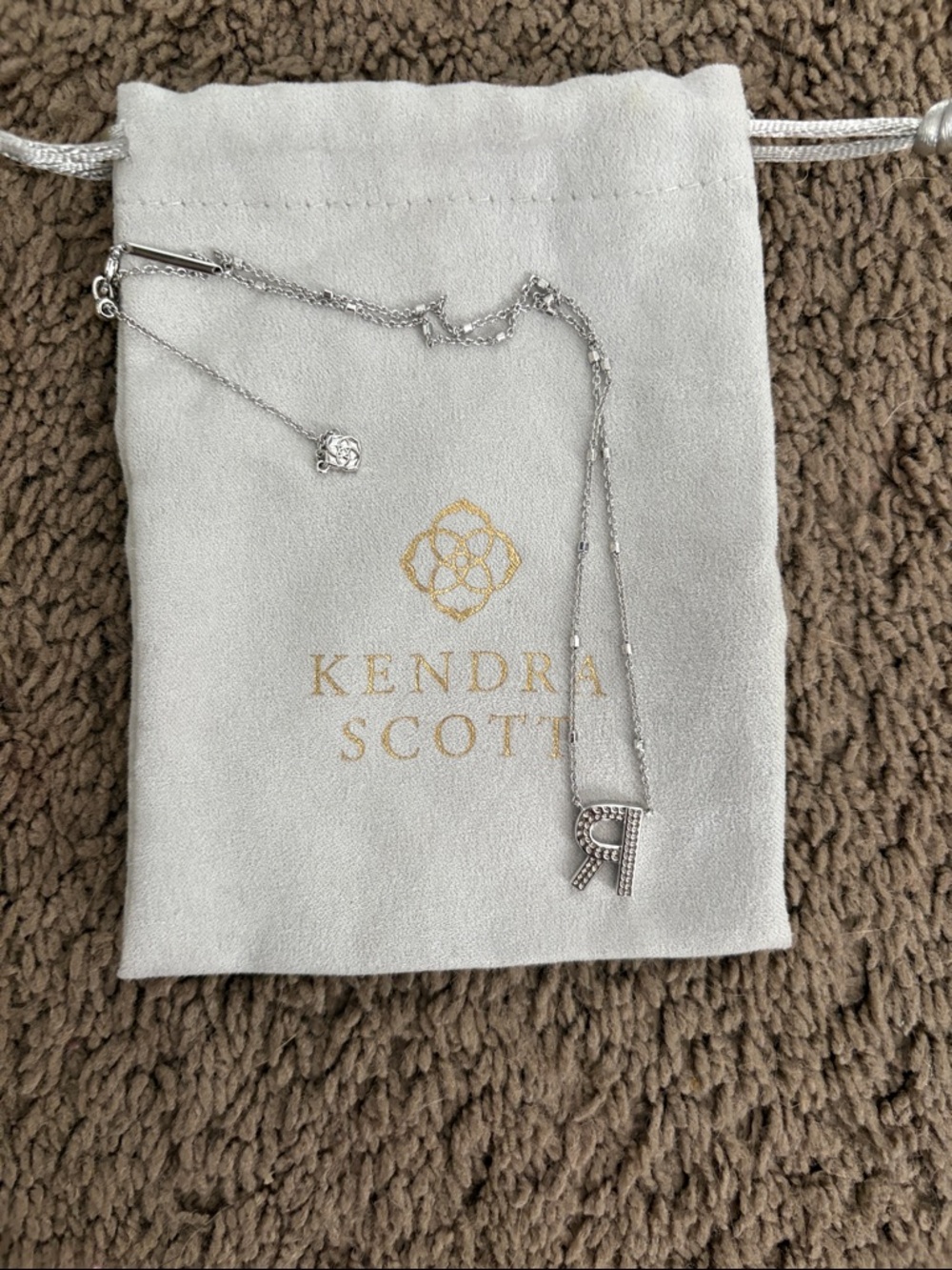 Kendra Scott Silver Crystal Initial R Necklace